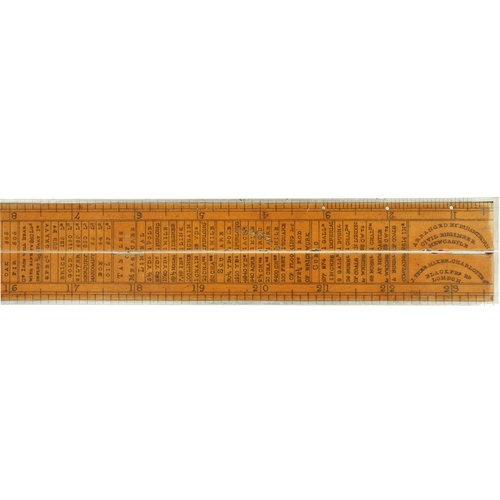 864 - A 2' two fold fully bound boxwood and German silver Engineer's slide rule with protractor hinge by J... 