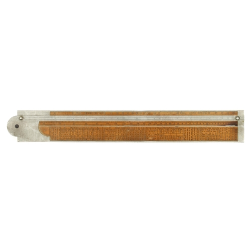 864 - A 2' two fold fully bound boxwood and German silver Engineer's slide rule with protractor hinge by J... 