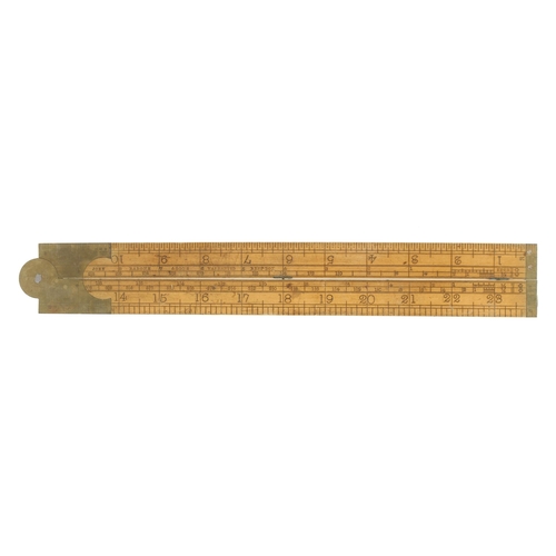 867 - A 2' two fold boxwood and brass engineer's slide rule by RABONE designed by I Routledge Engineer als... 