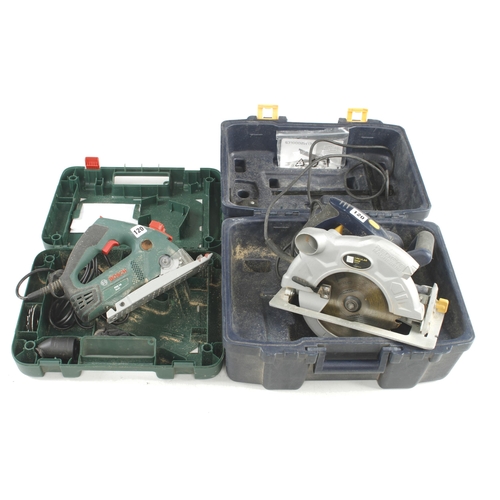 120 - A BOSCH PKS 16 multi circular saw and a PRO circular saw 240v both in orig cases Pat tested