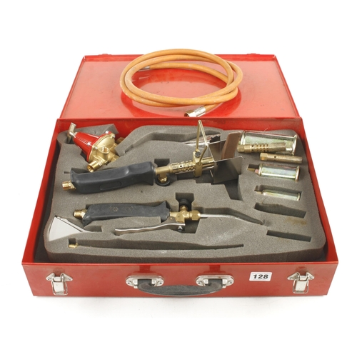 128 - A little used butane-propane soldering and blow torch kit with gas valve in orig box G++