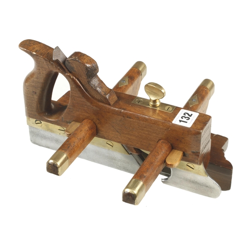 132 - A handled beech plough by MALLOCH Perth with skate front G++