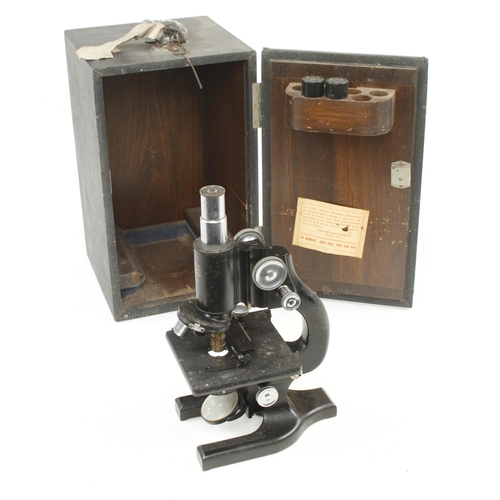 134 - Two microscopes by WATSON and another by SPENCER USA in orig cases, require refurb. G-