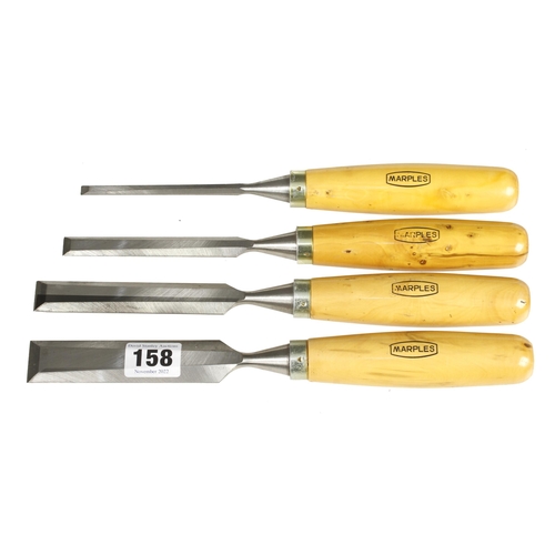 158 - A set of four recent bevel edge chisels by MARPLES 6mm to 25mm F