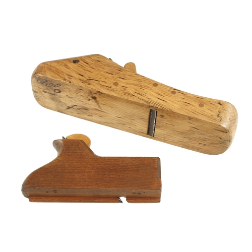 168 - A craftsman made beech mitre plane and a cill plane G+