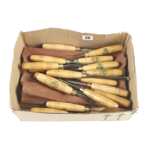 26 - A set of 19 carving tools by HENRY TAYLOR with trade labels G+