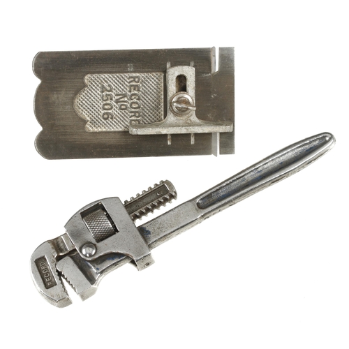 273 - A RECORD No 2506 L&R rebate plane and a small Stilson type wrench by RECORD G+