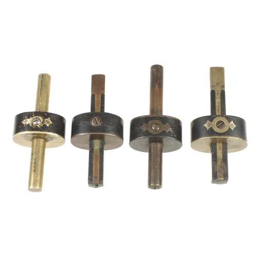 320 - Two brass stemmed and two ebony and brass mortice gauges G