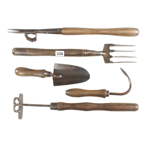 336 - Five vintage garden tools G