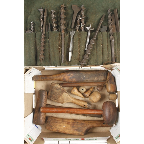 344 - 12 plumber's tools and a roll of twist bits G