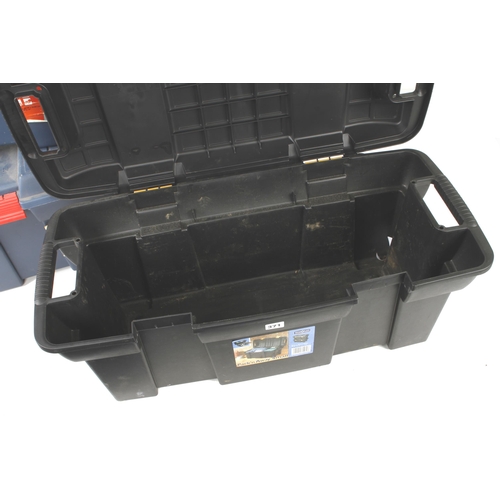 371 - Three plastic tool boxes lacking internal trays G