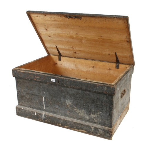 381 - An empty large pine tool chest 37