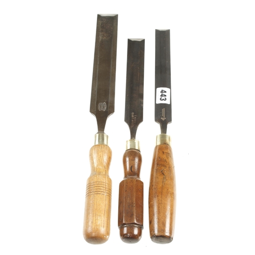 443 - Three bevel edge chisels 1