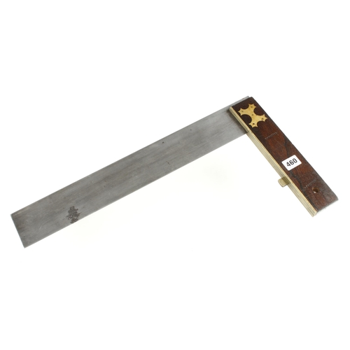 460 - A rosewood and brass square with 18