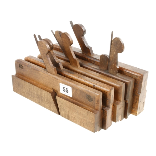 55 - A double boxed rebate plane and four other moulding planes all by MUTTER G+