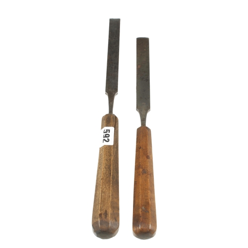 592 - Two long gouges by SORBY and HOWARTH with octagonal handles G