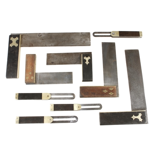 612 - Five ebony or rosewood squares and four bevels G