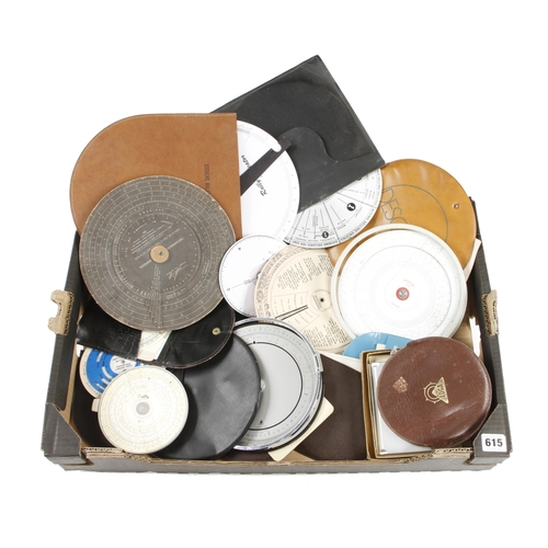 615 - 20 circular, mainly celluloid, slide rules G