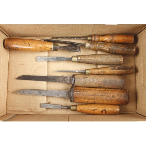 620 - A mortice lock chisel by SORBY and 8 other chisels G+