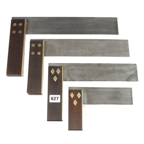 627 - Four rosewood and brass squares 6