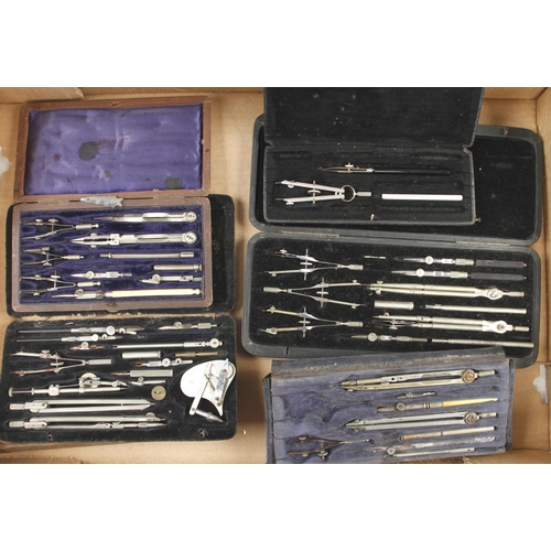 630 - Nine part sets of drawing instruments G-