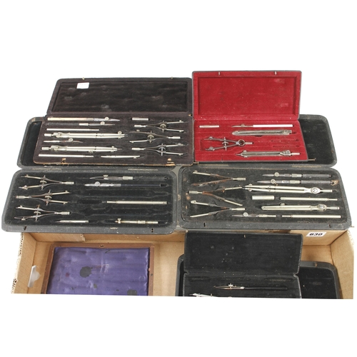 630 - Nine part sets of drawing instruments G-