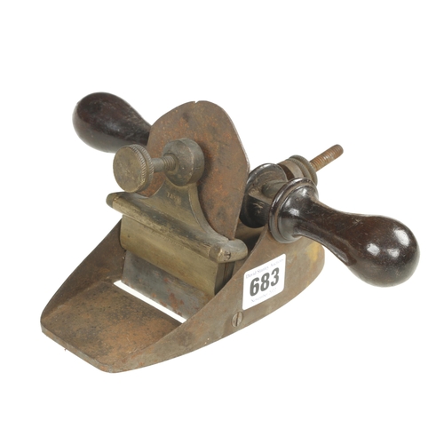 683 - An unusual scraper plane with brass lever and rosewood cross handles G