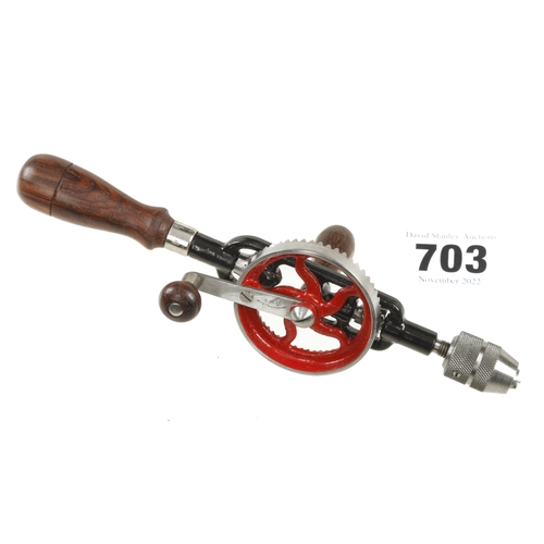 703 - A superb miniature hand drill by SEQUIM Tools, a 1/2 scale copy of the Millers Falls hand drill, new... 