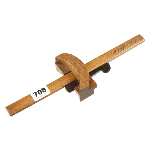 708 - A most unusual beech marking gauge with ebony wedge, the reversible stock with 4 different curves or... 