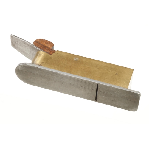 735 - A recent steel soled brass mitre plane  7 1/2