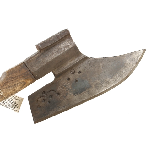 765 - An unusually small R/H goosewing side axe with punch decoration and 12