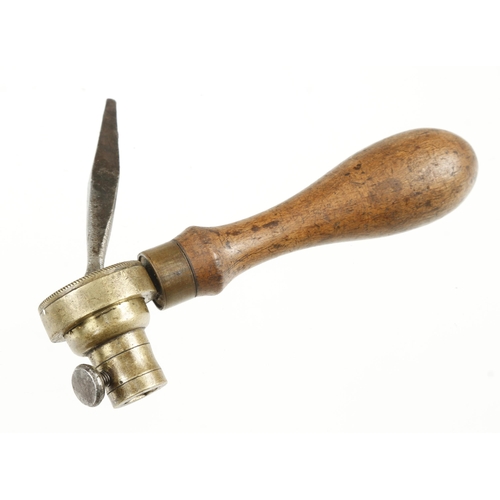 803 - A Chesterman's Patent angular brass boring device with beech handle, see TUB p167 G+