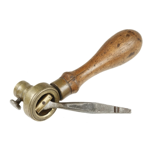 803 - A Chesterman's Patent angular brass boring device with beech handle, see TUB p167 G+