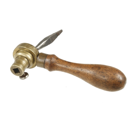 803 - A Chesterman's Patent angular brass boring device with beech handle, see TUB p167 G+