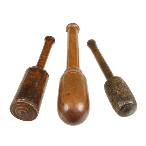 83 - Three hardwood mallets G+