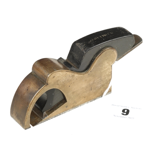 9 - A steel soled brass bullnose plane with ebony wedge by GLEAVE G+