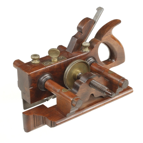 922 - A rare handled SANDUSKY No 140 rosewood centre wheel plow plane with excellent replacement rosewood ... 