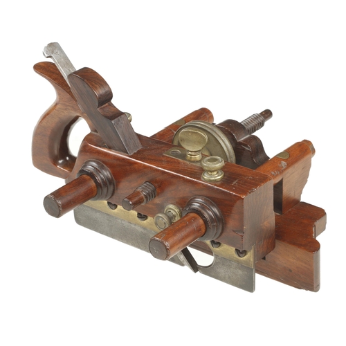 922 - A rare handled SANDUSKY No 140 rosewood centre wheel plow plane with excellent replacement rosewood ... 