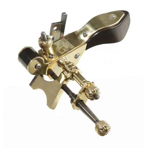 930 - A recent, approx. half size, coachbuilder's brass plough plane by SMEATON Bristol with blackwood inf... 