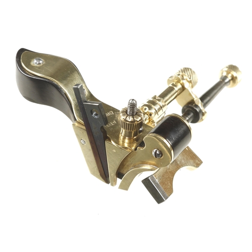 930 - A recent, approx. half size, coachbuilder's brass plough plane by SMEATON Bristol with blackwood inf... 