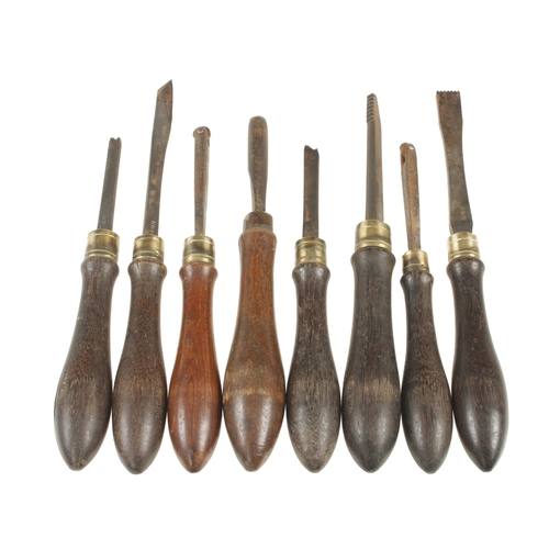 935 - Six ornamental turning tools by HOLTZAPFFEL and two others, need a tidy G