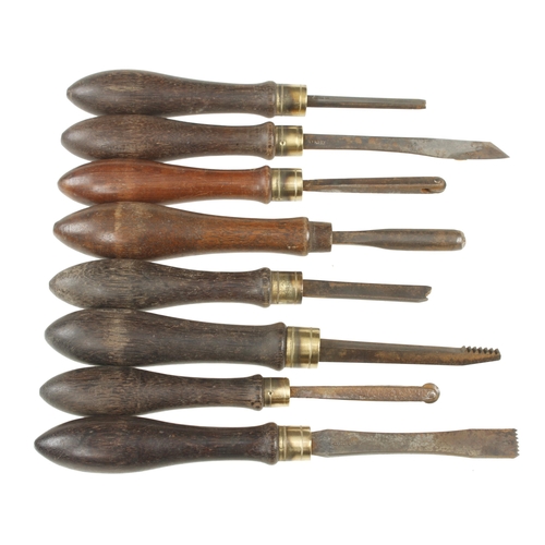 935 - Six ornamental turning tools by HOLTZAPFFEL and two others, need a tidy G