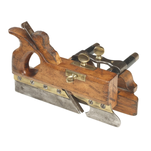 938 - A rare Mathieson No 11 handled bridle plough plane with skate front, ebony stems and steel bridle, a... 