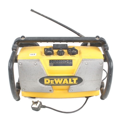 117 - A DEWALT battery and mains radio