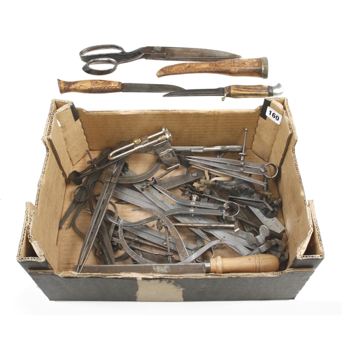 160 - Quantity of calipers, dividers and scissors G