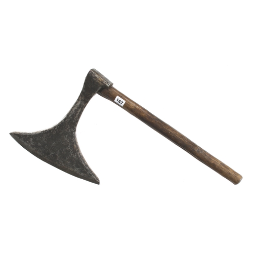 167 - An early French L/H Auvergne pattern side axe with 13