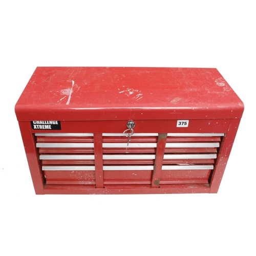 375 - A mechanics CHALLENGE EXTREME lockable six drawer tool box with good quantity of spanners and other ... 