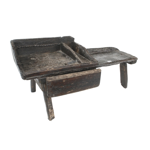 382 - An early, well patinated, rustic cobbler's combined bench and seat 38