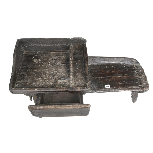 382 - An early, well patinated, rustic cobbler's combined bench and seat 38