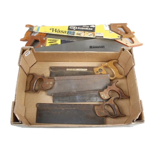 443 - Four hand saws and 4 s/b tenon saws G